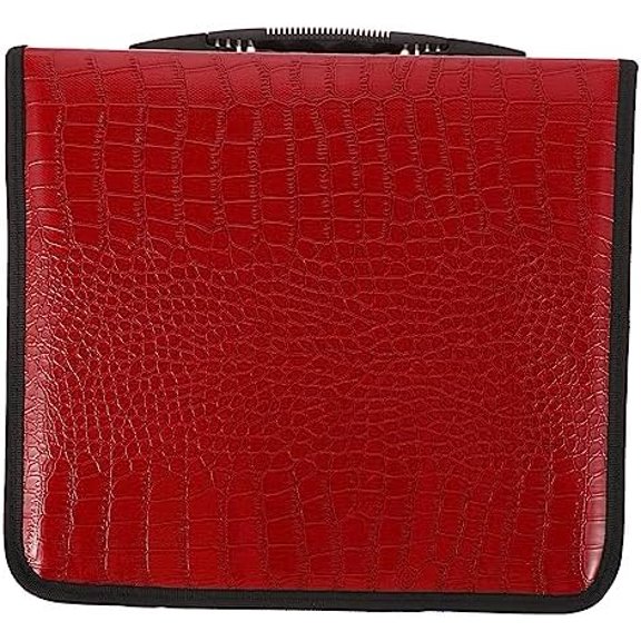 200pieces Large Capacity Cd Storage Pouch Fashionable Pu Bag for Organizing DVDs and Wear-Resistant Red Design Smooth Zipper for Easy Access$$Furniture
