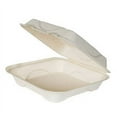 thumbnail image 1 of [200pk] 100% COMPOSTABLE 8 x 8  Takeout Clamshell Food Container Microwave Safe, BPI Certified Made from Sugarcane Bagasse, 1 of 6