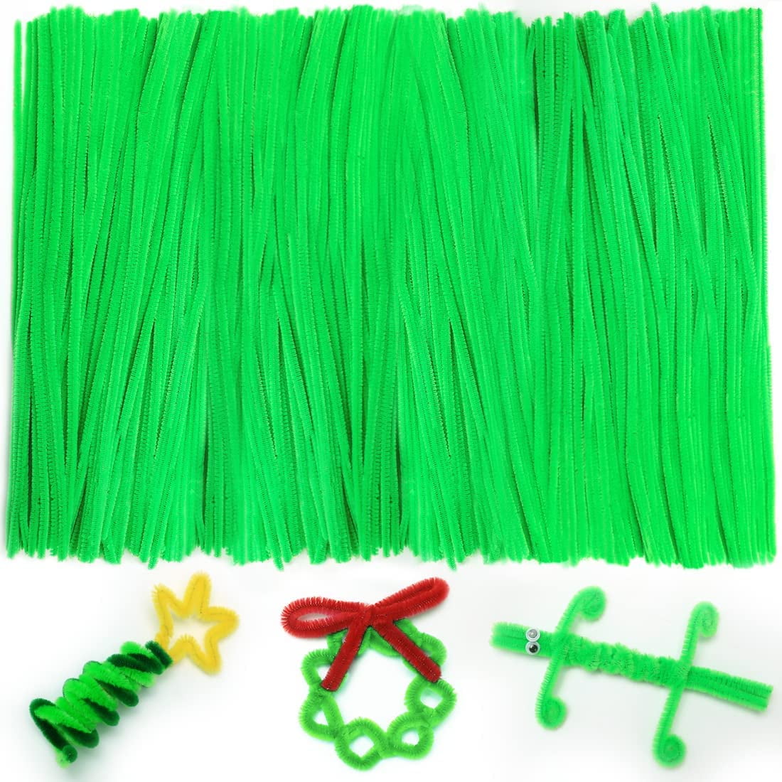 200psc Green Pipe Cleaners, Chenille Stems, Pipe Cleaners for Crafts