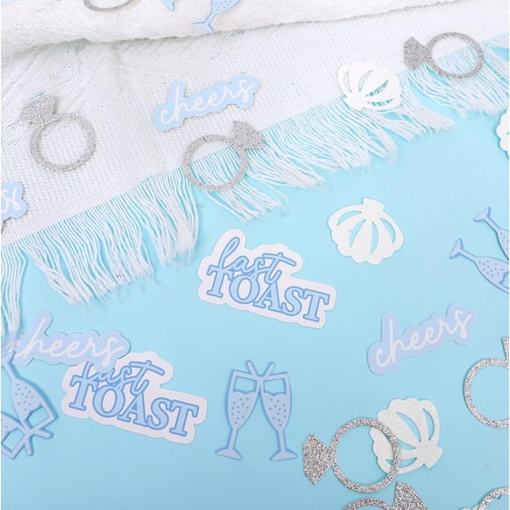 200psc Last Toast on the Coast Confetti - Last Toast Bachelorette Party Decorations, Ocean Bridal Shower Confetti, Beach and Coastal Bachelorette Party Decor, Shimmery Seashell and Ring Confeti