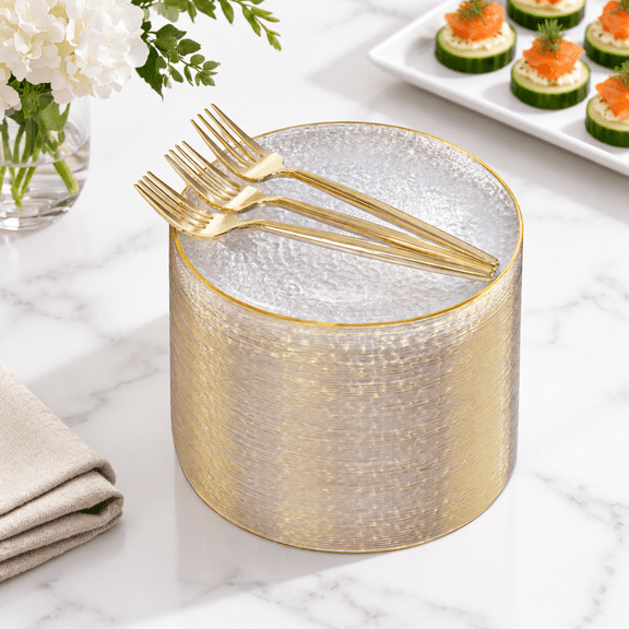 200r Dessert Plates Withs 6 Inch Hammered Small Disposable Fancy Appetizer Platos Include 100 Cake Plate 6 100 For Birthday Weddi