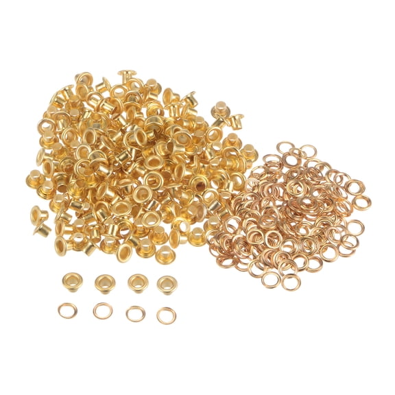 200set Grommets Kit Metal Eyelets 3mm Grommet Tool for Shoes Clothes Belt Bag DIY Project, Gold Tone
