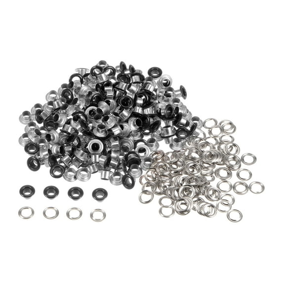 200set Grommets Kit Metal Eyelets 4.5mm Grommet Tool for Shoes Clothes Belt Bag DIY Project, Black