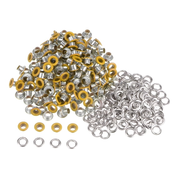 200set Grommets Kit Metal Eyelets 4mm Grommet Tool for Shoes Clothes Belt Bag DIY Project, Yellow