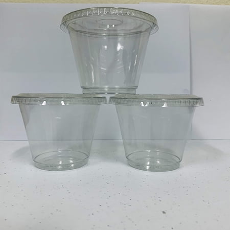 200sets Plastic Ultra Clear squat Cups with flat lids without x slotted is for Cupcake, icecrea