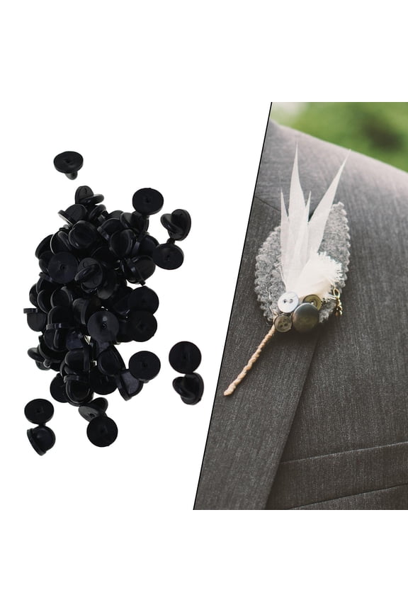 200x Durable Silicone Pin Backs Lapel Pins Backings Butterfly Clutch Pin Keepers for Crafts Insignia Service Bars Brooch Uniform Badges , Black