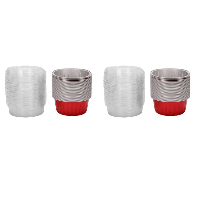 200x Foil Ramekins with Lids,Aluminum Foil Cupcake Liners,Muffin Liners