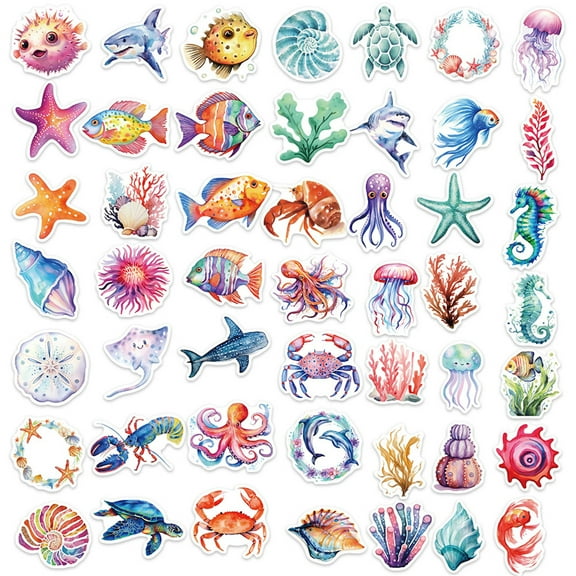 200x/Set Sea Stickers Waterproof Stickers Water Bottle Sticker Sea Wall Decals for Skateboards Decorations