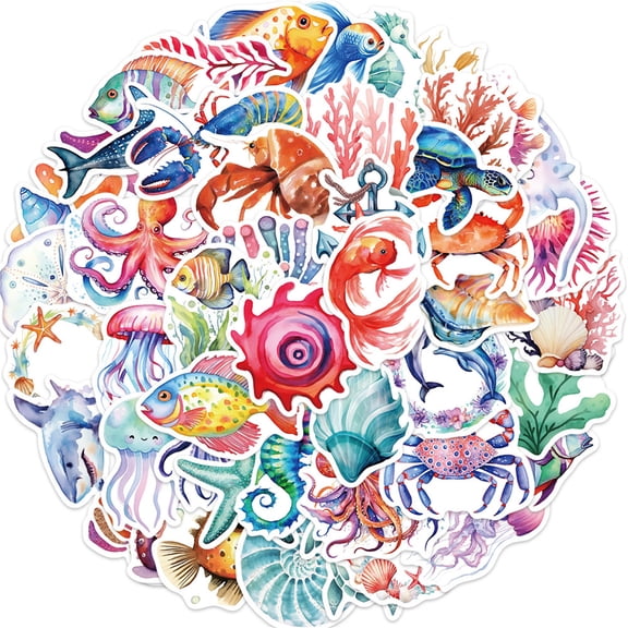 200x/Set Self-Adhesive Stickers Sea Stickers Fish Stickers Cute Stickers Water Bottle Stickers for Laptops