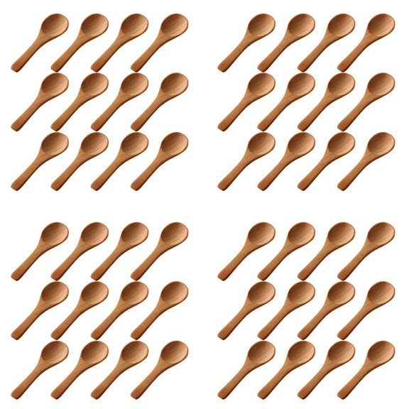 200x Small Wooden Spoons Mini Nature Spoons Wood Honey Teaspoon Cooking Condiments Spoons for Kitchen (Light Brown)