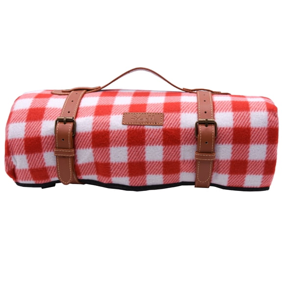 200x220cm Picnic Blanket, 8 Person Outdoor Picnic Rug, Travel Blanket, S4U - Red Gingham