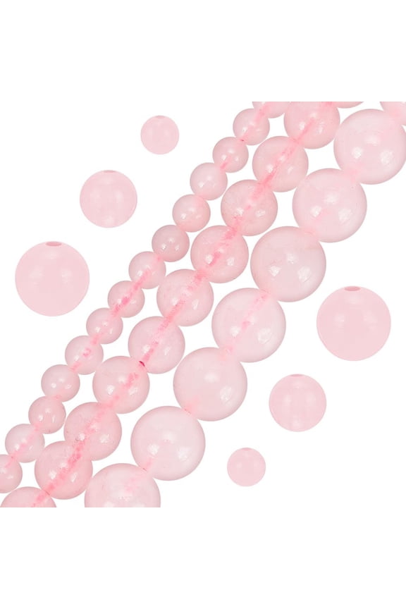 201~205pcs Natural Rose Quartz Beads 4mm/6mm/8mm Natural Indian Agate Beads Natural Smooth Spacer Beads Energy Stone Beads for Bracelet Necklace Jewelry Making - 0.1mm/1mm Hole DIY Rose Quartz