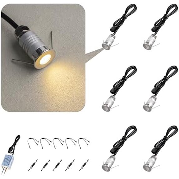 201 Mini Underground Lamp, 1W, DC12V, IP67, Low-Voltage Recessed Type, Stainless Steel 304 Cover, Suitable for Outdoor Grounds, Decks, Squares, Parks, Courtyards (3000K, 6P-A)$$Tools & Hardware Other