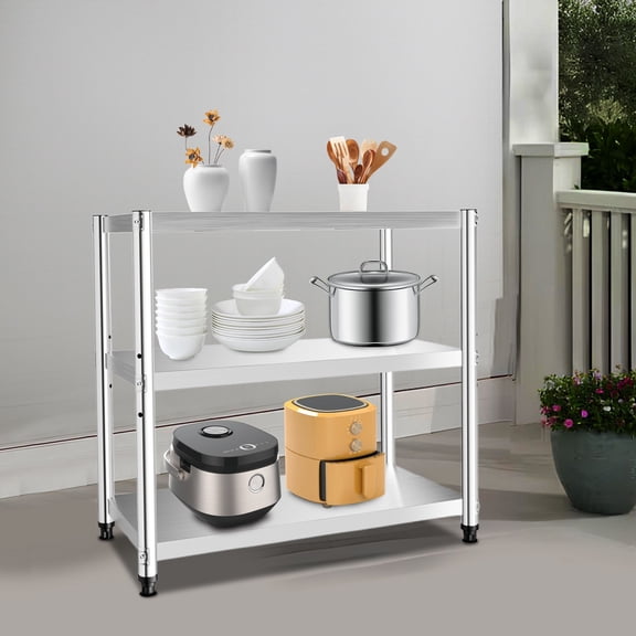 201 Modern Free Standing Stainless Steel Storage Rack Silver 31.49*31.49 for Bathrooms, Bedrooms