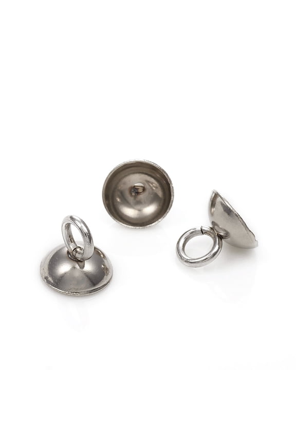 201 Stainless Steel Bead Cap Pendant Bails for Globe Glass Cover Pendants Stainless Steel color 6x6mm Hole: 2.5mm