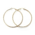thumbnail image 1 of 201 Stainless Steel Big Hoop Earrings with 304 Stainless Steel Pin Hypoallergenic Earrings Twisted Ring Shape Golden 39.5x2.5mm 10 Gauge Pin: 0.7mm, 1 of 2