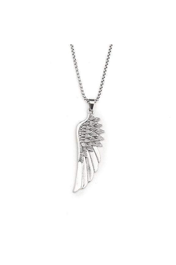201 Stainless Steel Chain Zinc Alloy Pendant Necklaces Wing Silver Stainless Steel color 23.23 inch(59cm)
