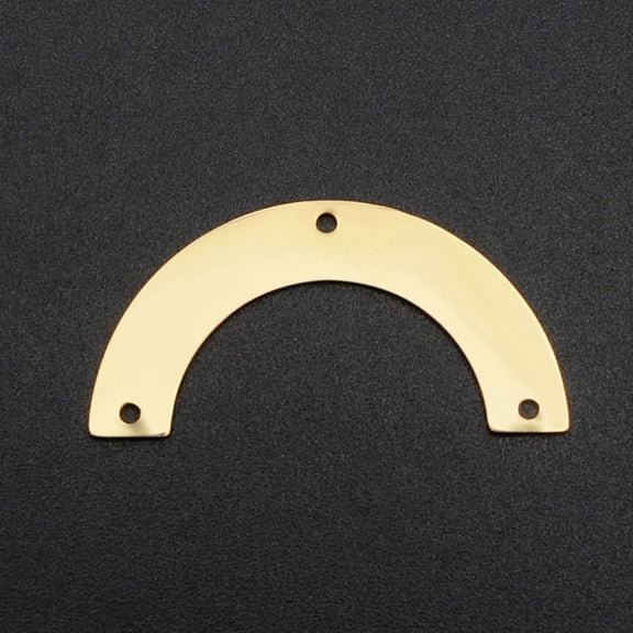 201 Stainless Steel Chandelier Components Links Symmetrical Arc Shape Laser Cut Golden 17x35x1mm Hole: 1.6mm