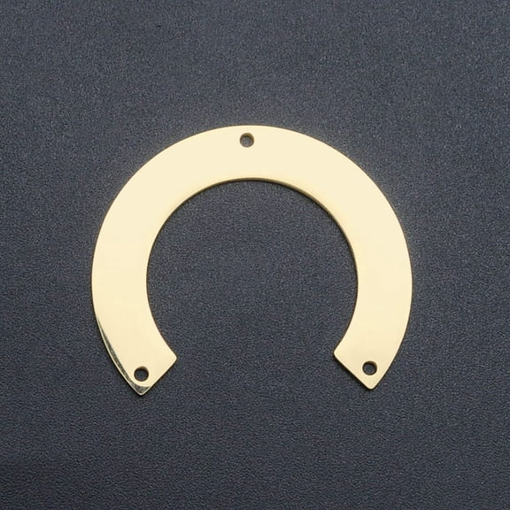 201 Stainless Steel Chandelier Components Links Symmetrical Arc Shape Laser Cut Golden 29x35x1mm Hole: 1.6mm