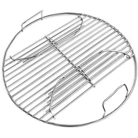 201 Stainless Steel Charcoal Grill Cooking Replacement Grate (ACTUAL DIAMETER 13.72 INCHES) With handles and hinges - Compatible with Weber 14" Smokey Joe