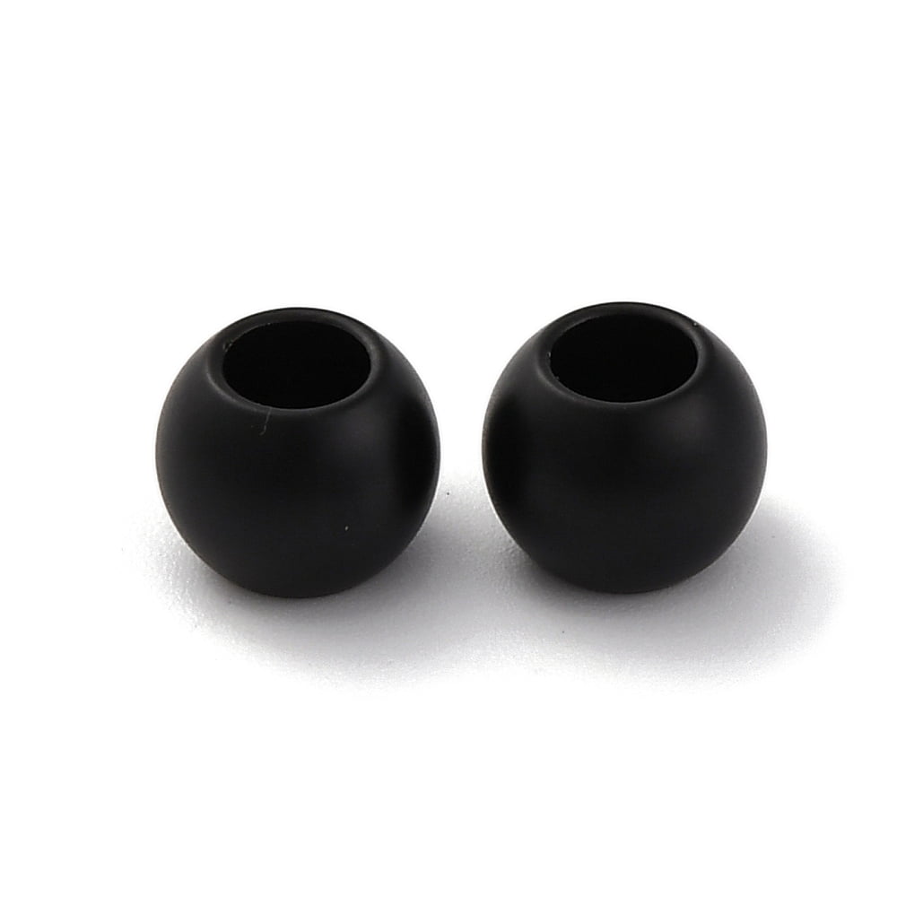 201 Stainless Steel European Beads Large Hole Beads Rondelle Black 10x8mm Hole: 5mm