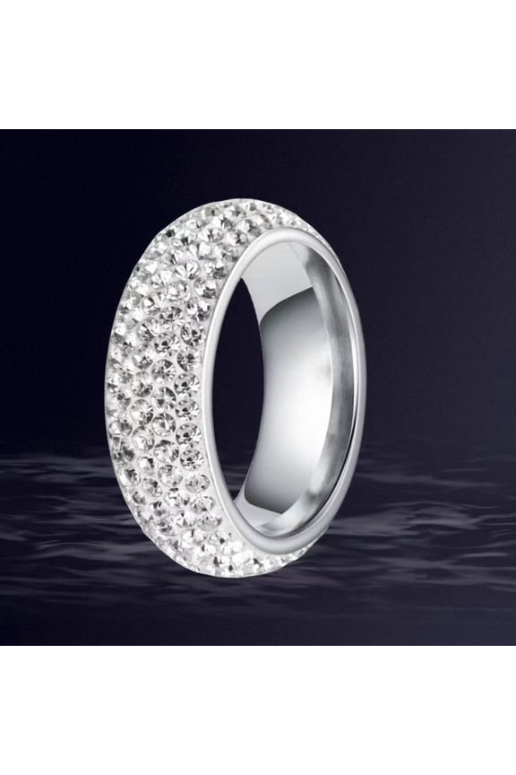 201 Stainless Steel Finger Rings for Women with Polymer Clay Rhinestone Stainless Steel Color US Size 7(17.3mm)