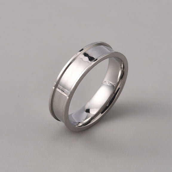 201 Stainless Steel Grooved Finger Ring Settings Ring Core Blank for Inlay Ring Jewelry Making Stainless Steel Color Inner Diameter: 20mm