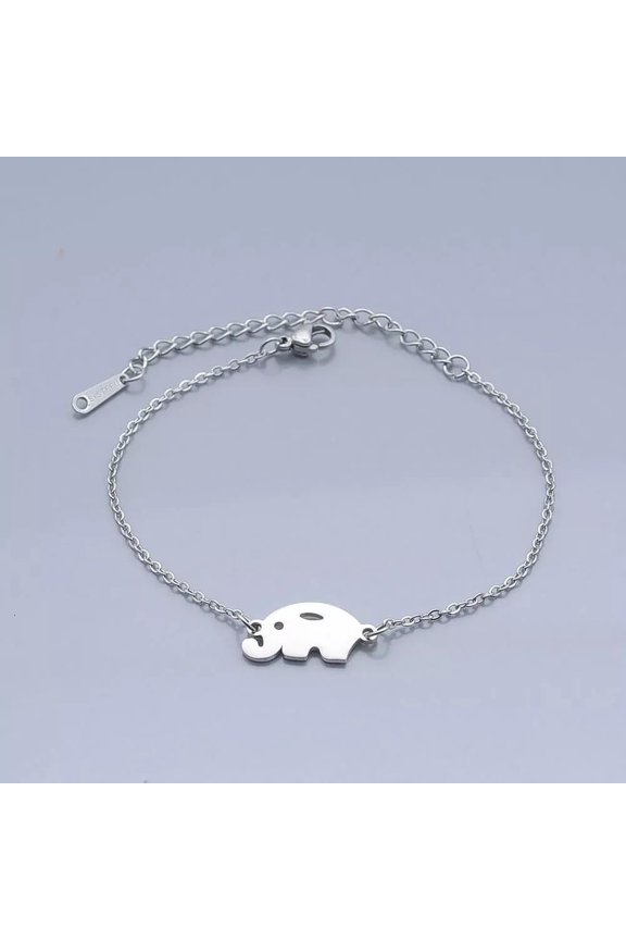 201 Stainless Steel Link Bracelet Lobster Elephant Silver Adjustable P255