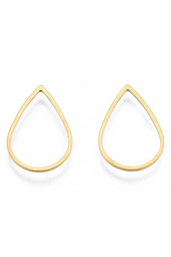 201 Stainless Steel Linking Rings Teardrop Golden 21x14x1mm Inner Diameter: 12x18.5mm DIY