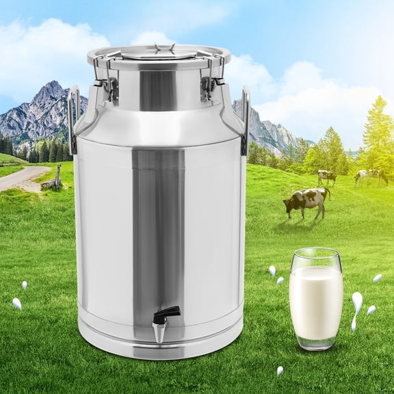 201 Stainless Steel Modern Round Silver Free-standing Milk Jug Sealed Bucket for Breakfast Restaurant