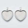 thumbnail image 1 of 201 Stainless Steel Pendant Cabochon Settings Plain Edge Bezel Cups Heart Stainless Steel Color Tray: 23.5x25.5mm 30x29x2.2mm Hole: 8.5x4.5mm, 1 of 2