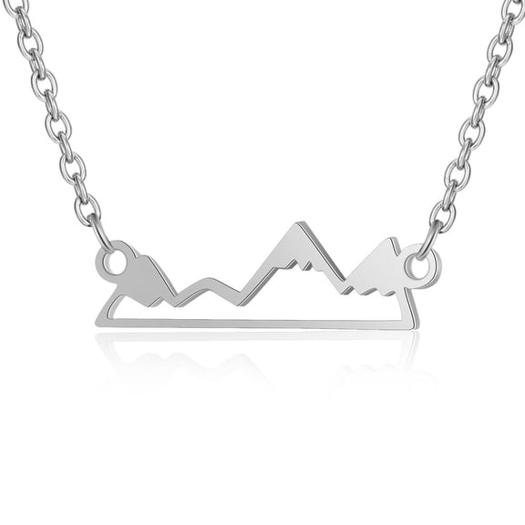 201 Stainless Steel Pendant Necklaces with Cable Chains Mountain Stainless Steel color 17.1 inch(43.5cm) 1.5mm Mountain: 20.5x6x1mm
