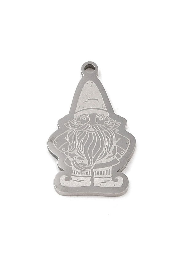201 Stainless Steel Pendants Gnome Charm Stainless Steel Color 25x14.5x1.5mm Hole: 1mm diy