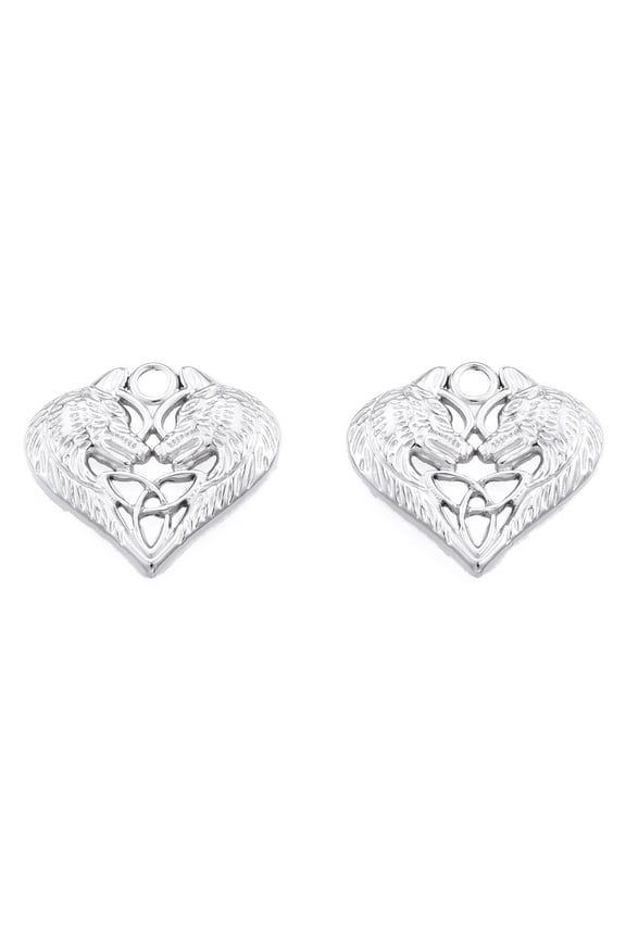 201 Stainless Steel Pendants Heart with Wolf Trinity Knot Stainless Steel Color 19x20.5x2.5mm Hole: 2.5mm