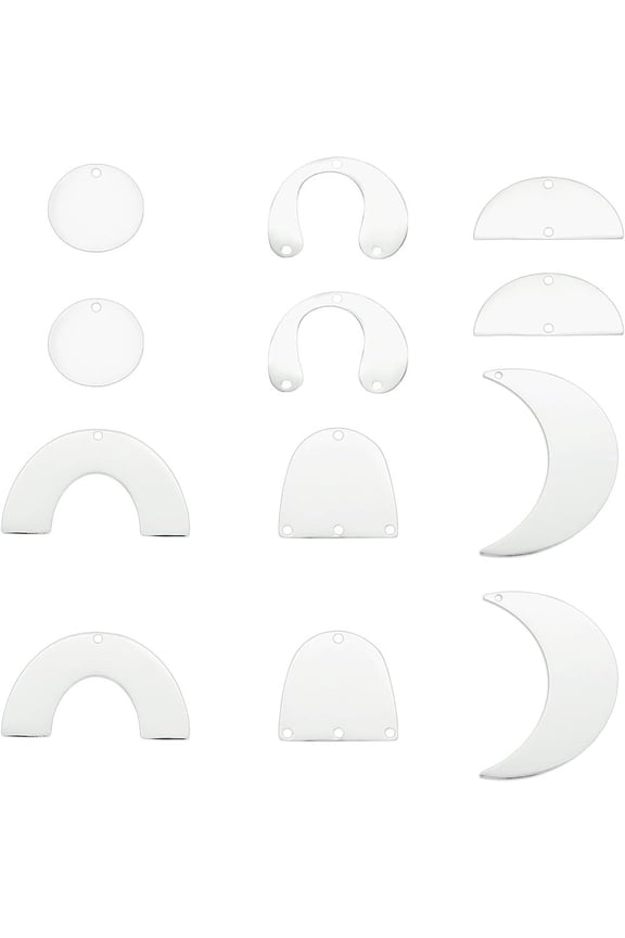 201 Stainless Steel Pendants Laser Cut Moon Stainless Steel Color 44x29x1mm Hole: 1.6mm 12pcs/box for DIY