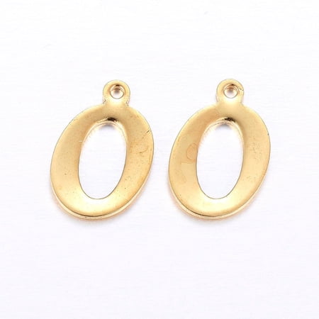 201 Stainless Steel Pendants Letter Golden Letter.O 14x9x1mm Hole: 1mm