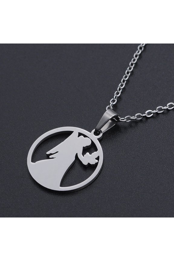 201 Stainless Steel Pendants Necklaces with Cable Chains and Lobster Claw Clasps Flat Round with Constellation/Zodiac Sign Virgo 15-3/4 inch 1.5mm