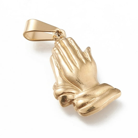 201 Stainless Steel Pendants Praying Hands Golden 27.5x15x3mm Hole: 8x3.5mm