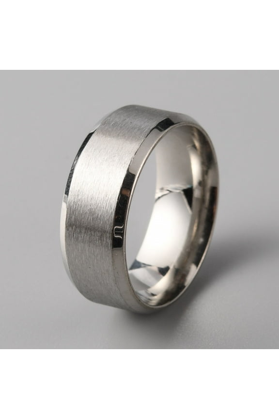 201 Stainless Steel Plain Band Ring for Men Women Matte Stainless Steel Color US Size 8 1/4(18.3mm)
