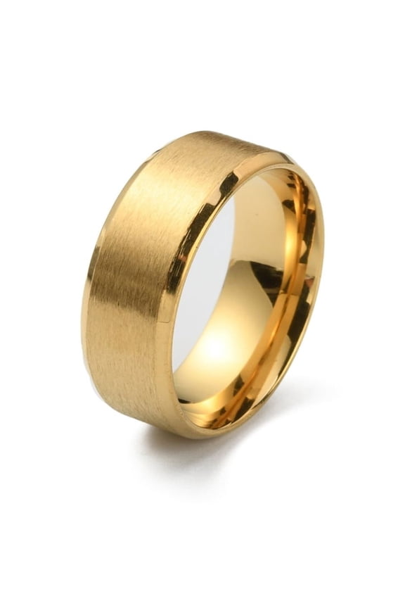 201 Stainless Steel Plain Band Ring for Men Women Matte golden color US Size 8 1/4(18.3mm)