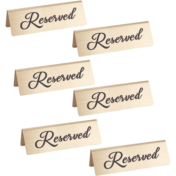 201 Stainless Steel Reserved Table Signs Tent Signs for Restaurant Bar Golden 120x43.5x36mm