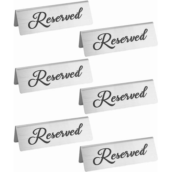 201 Stainless Steel Reserved Table Signs Tent Signs for Restaurant Bar Stainless Steel Color 120x43.5x36mm