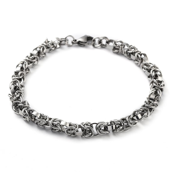 201 Stainless Steel Rope Chain Bracelet 304 Stainless Steel Clasps Stainless Steel Color 8-7/8 inch(22.5cm)