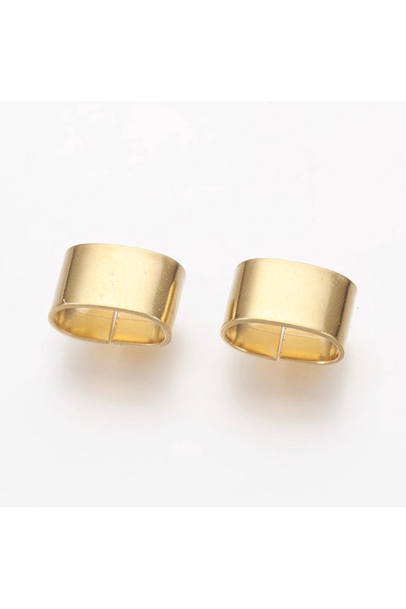 201 Stainless Steel Slide Charms Oval Real 24K Gold Plated 5x8.5x5mm Hole: 4x7.5mm