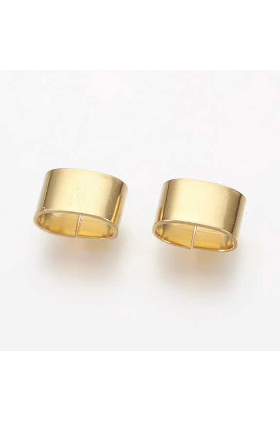 201 Stainless Steel Slide Charms Oval Real 24K golden Plated 5x8.5x5mm Hole: 4x7.5mm