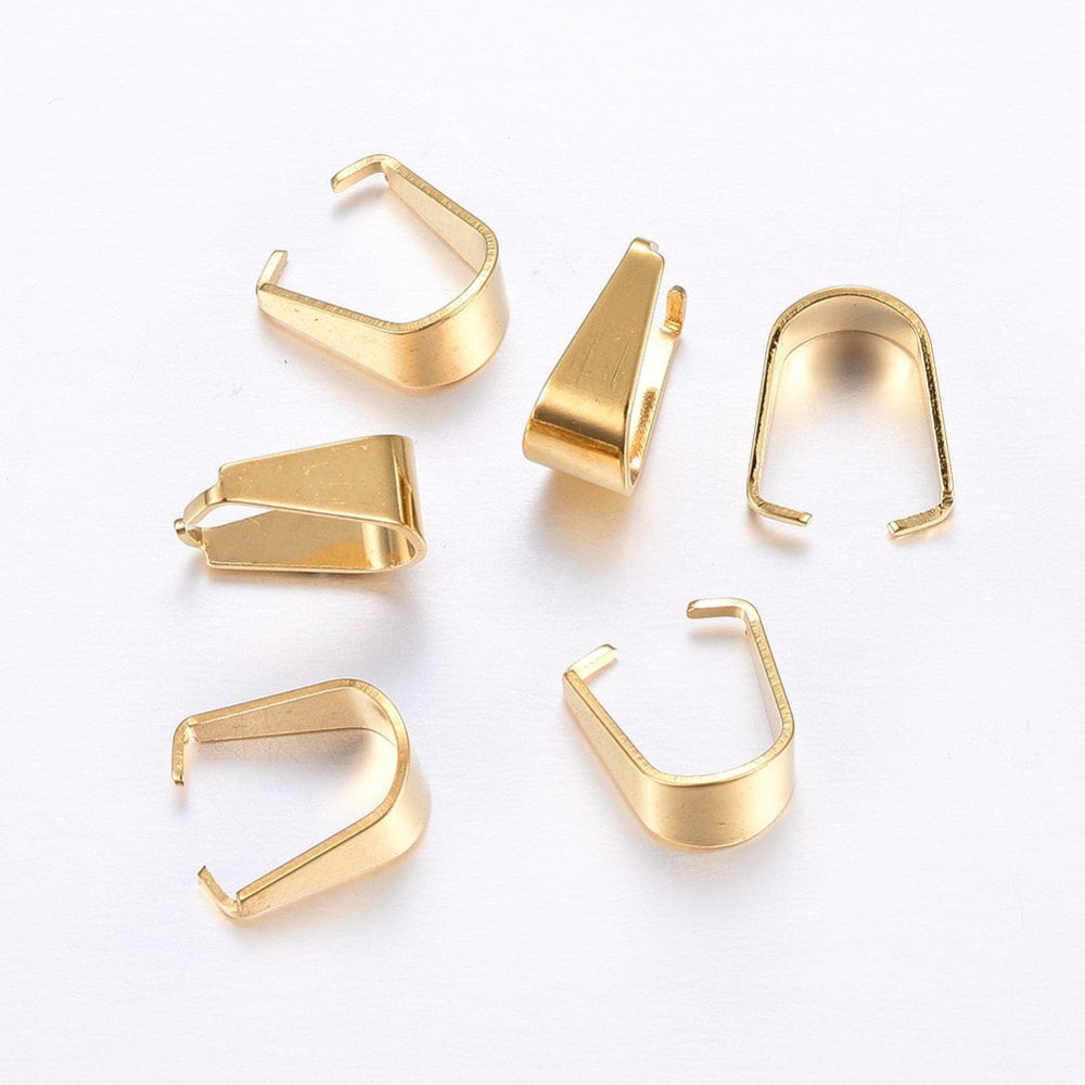 201 Stainless Steel Snap on Bails Golden 13x12x7mm Inner: 12x11mm 201 Stainless Steel