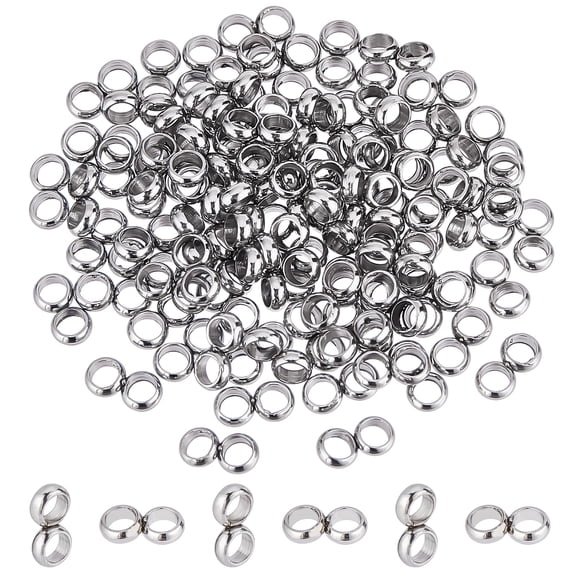 201 Stainless Steel Spacer Bars Double Ring Stainless Steel Color 6x3x1mm Hole: 1.8mm 100pcs/box diy