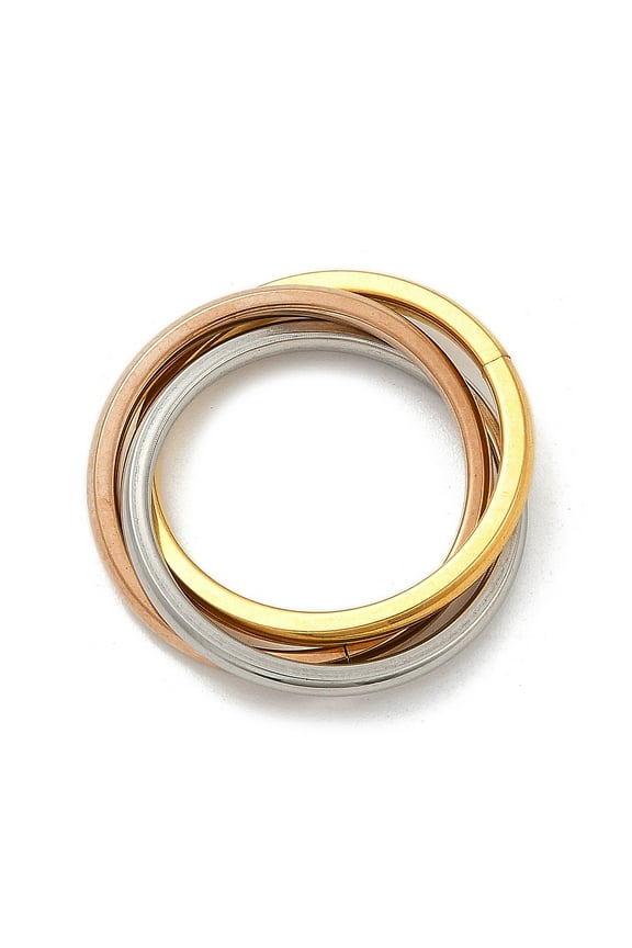 201 Stainless Steel Trinity Interlocking Ring Finger Rings Multi-color Size 7(17.3mm)