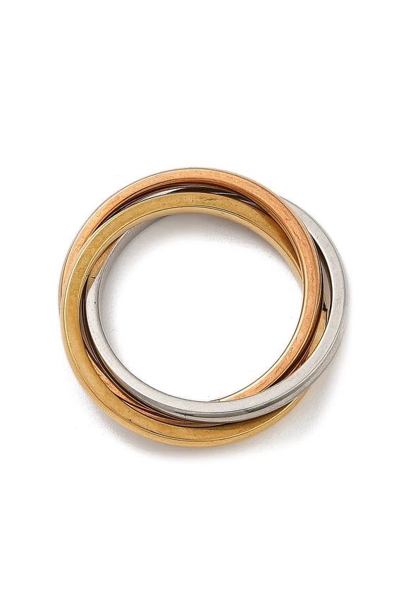 201 Stainless Steel Trinity Interlocking Ring Finger Rings Multi-color Size 8(18.1mm)