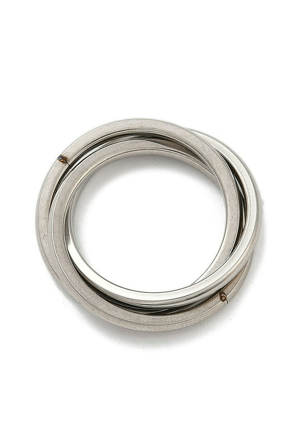 201 Stainless Steel Trinity Interlocking Ring Finger Rings Stainless Steel Color US Size 7(17.3mm)